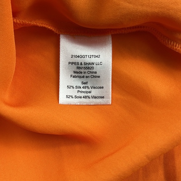Veronica Beard Orange Silk & Viscose Button Down Top Size 4 - Picture 6 of 10